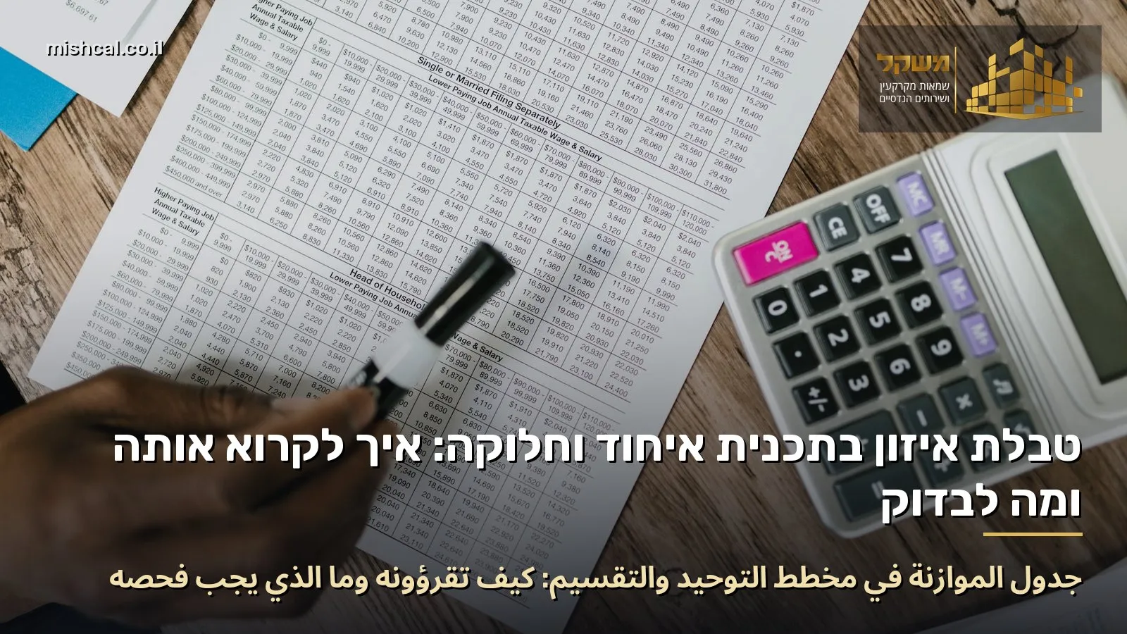 טבלת איזון בתכנית איחוד וחלוקה: איך לקרוא אותה ומה לבדוק